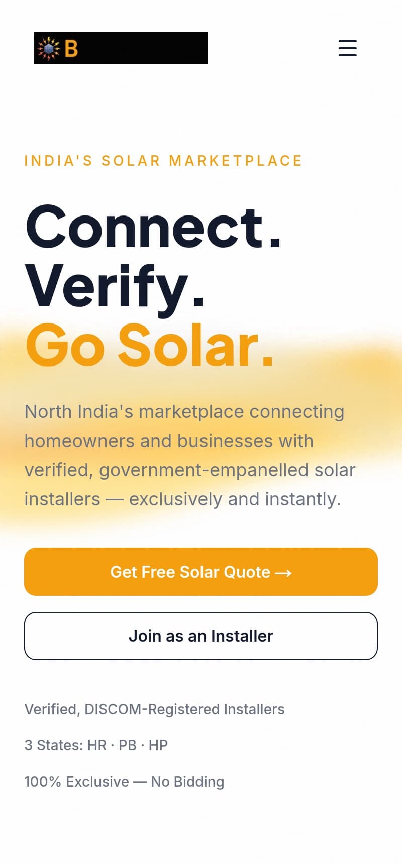 BlinkSolar mobile view