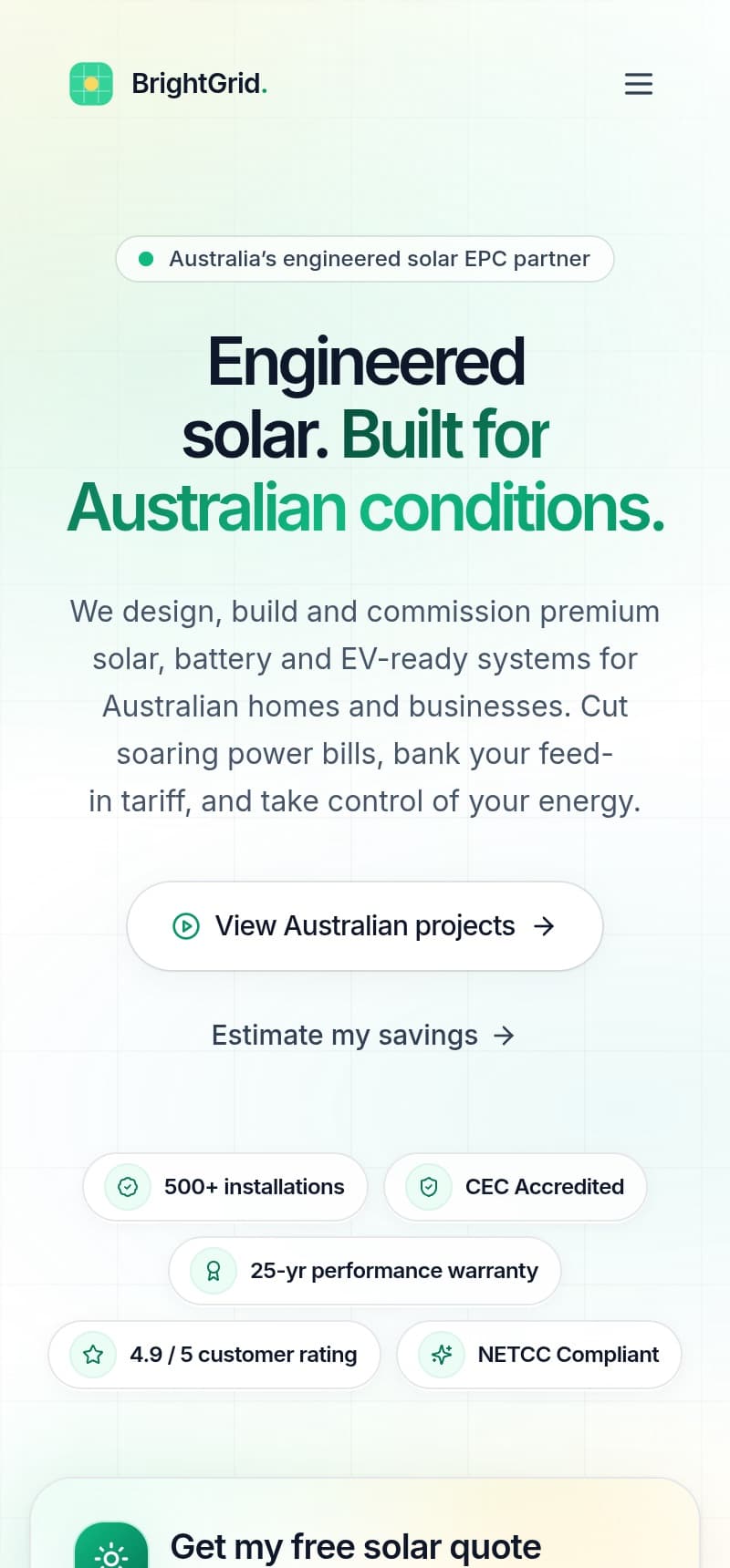 BrightGrid Energy mobile view