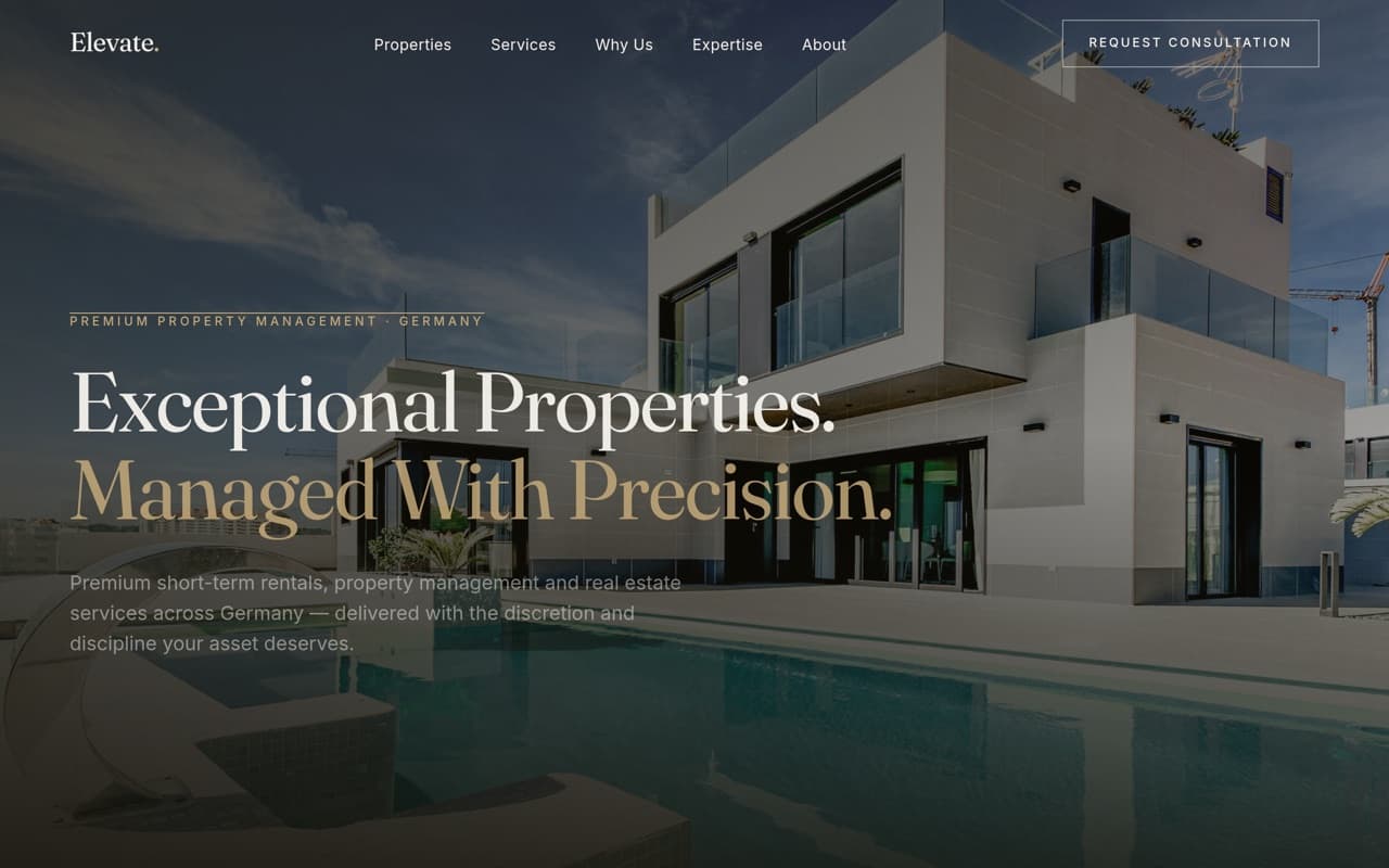 Elevate Properties website